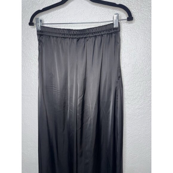 Caroline Constas Black Satin Wide Leg Pants Small (READ) Rise Pockets 1B - Picture 9 of 16